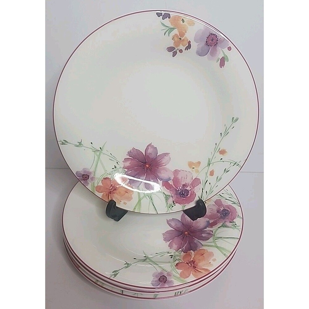 Set Of 4 Villeroy & Boch Dessert Salad Plate Mariefleur Floral 8.5" New